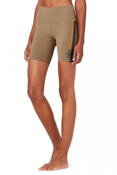 High-Waist Cycle Club Short - Gravel/Anthracite/Bright Tangerine